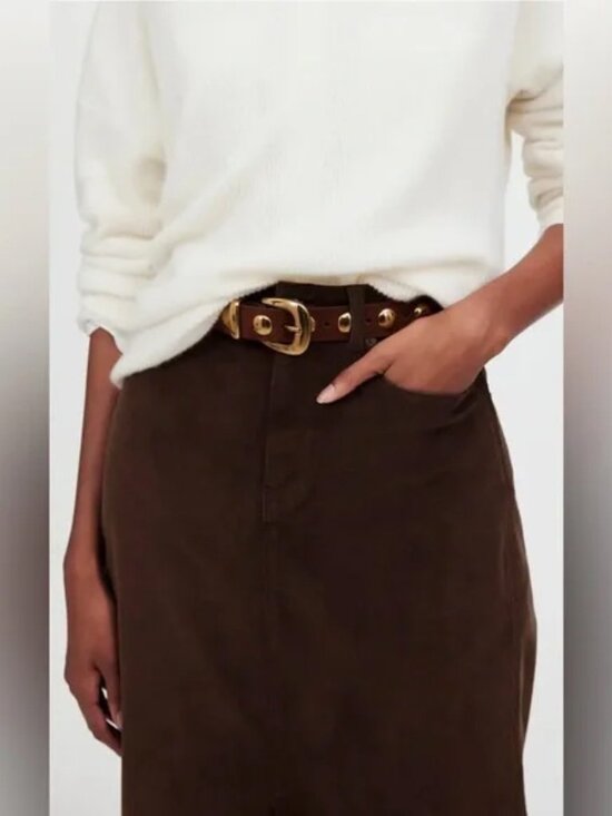 Madewell Brown Corduroy Midi Skirt size 30 - Picture 4 of 7